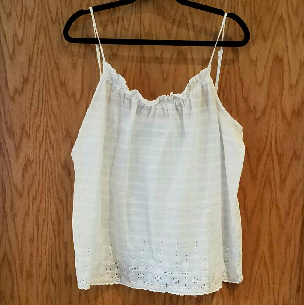 GAP Embroidered White Cotton Camisole Tank